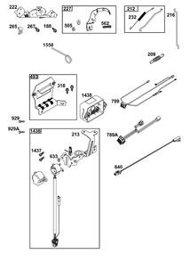 Controls Group Diagram and Parts List for 44C877-0003-B5 400000 - 699999 Briggs and Stratton Engine